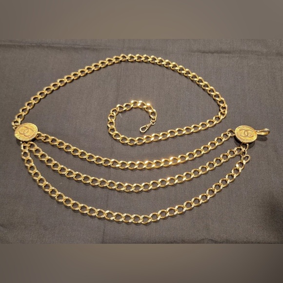 Accessories - Vintage 1984 Gold 24K Plated Chanel Chain Belt CC Logo